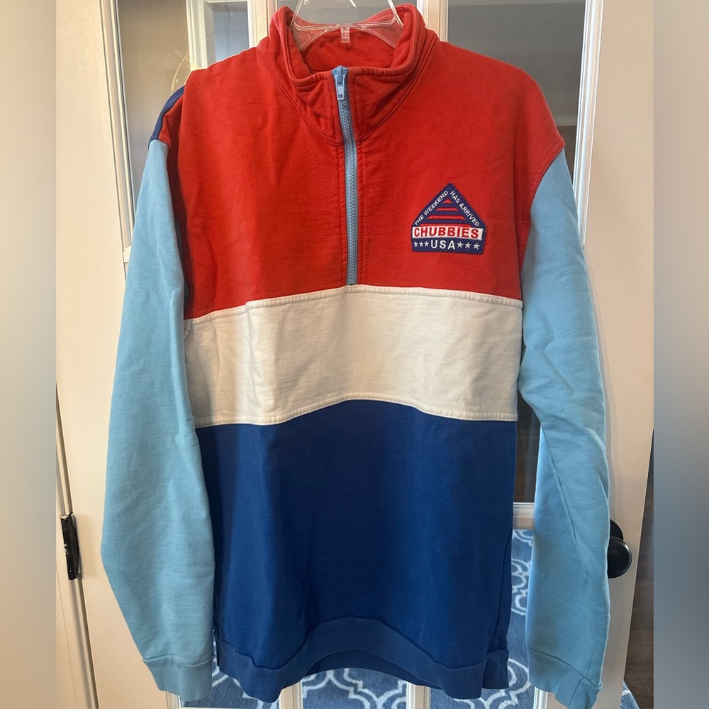 Chubbies USA Quarter Zip Pullover • The Weekend Has Arrived • Men’s Large